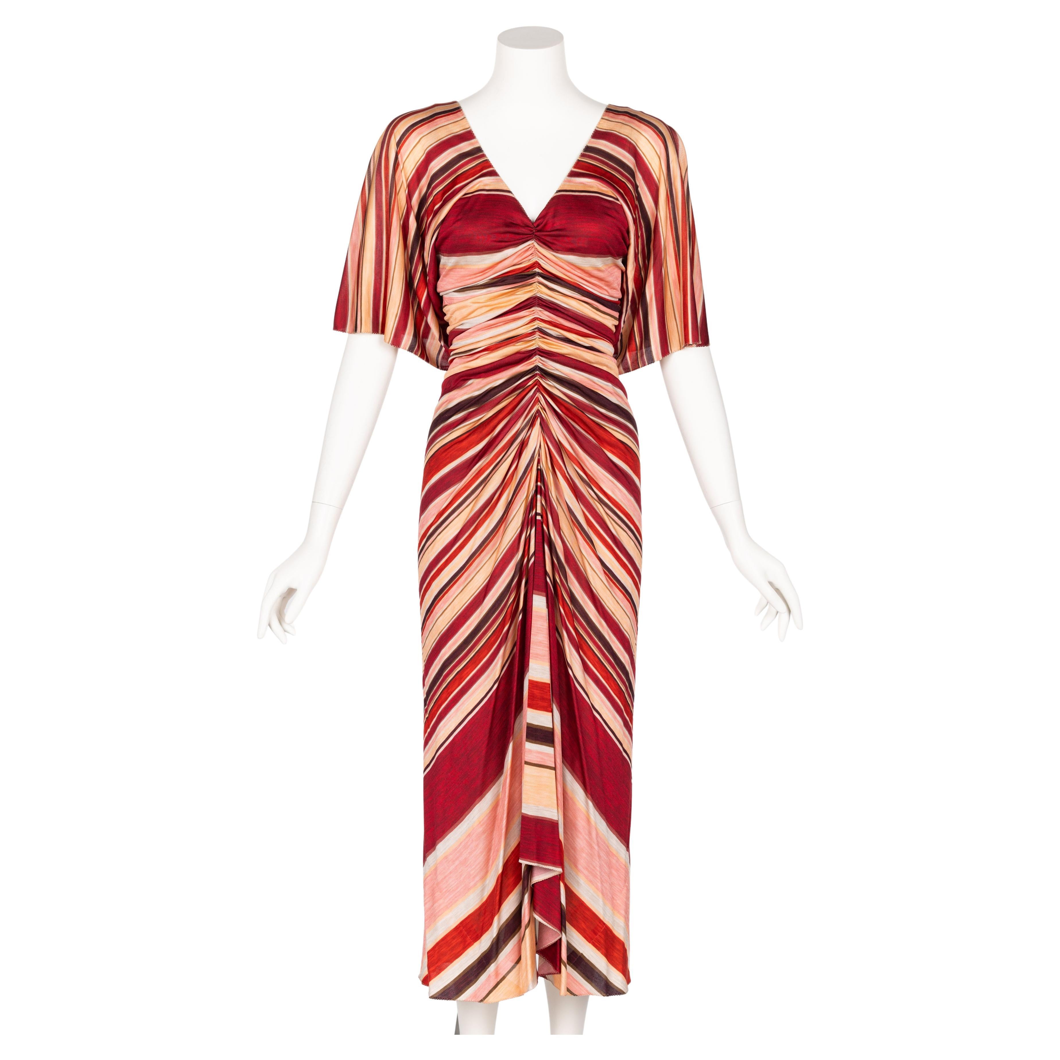 Marc Jacobs Spring 2011 Red & Pink Striped Silk Dress For Sale