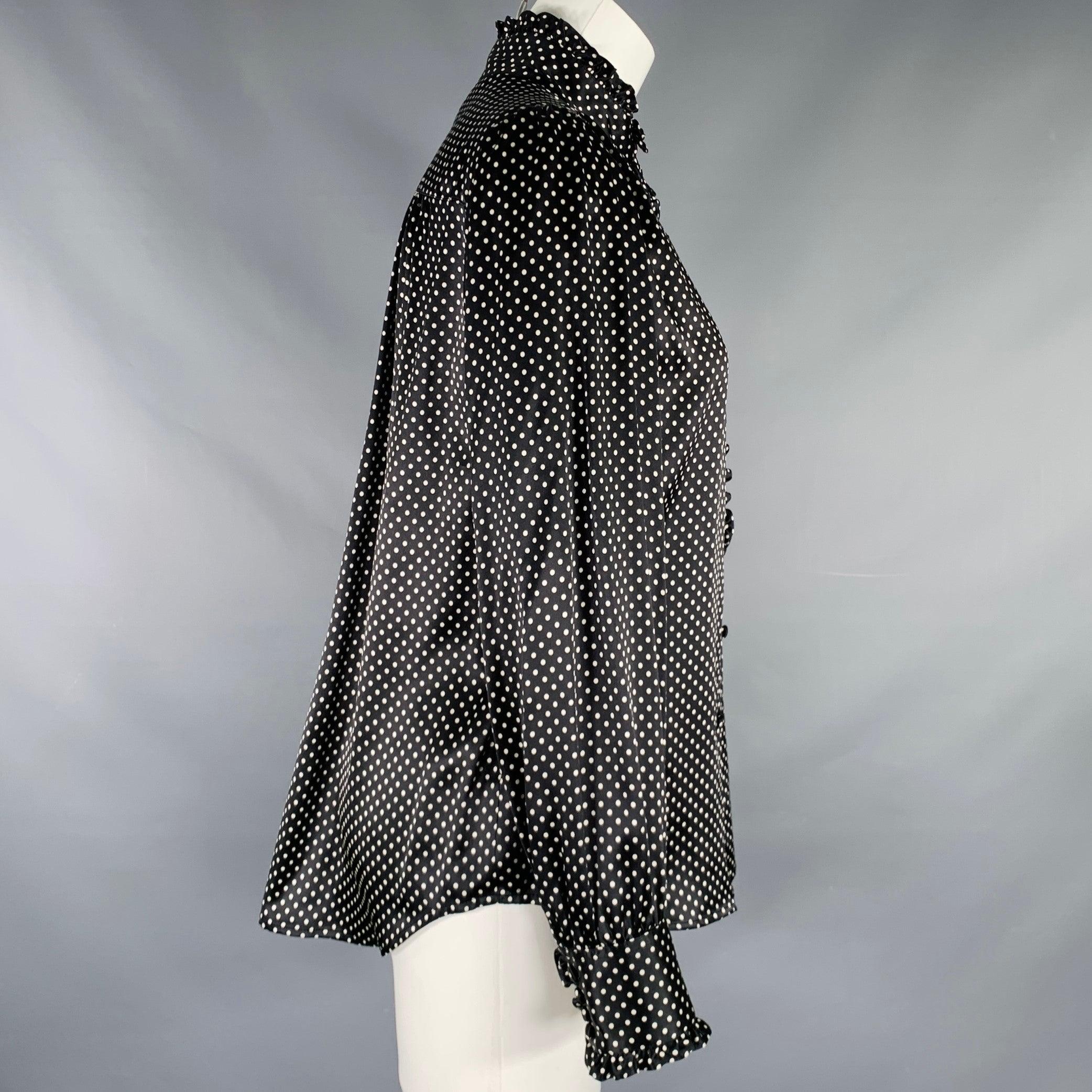 MARC JACOBS Primavera 2020 Taglia 6 Nero Bianco Seta Dot Dot Ruffle Blouse In condizioni ottime in vendita a San Francisco, CA