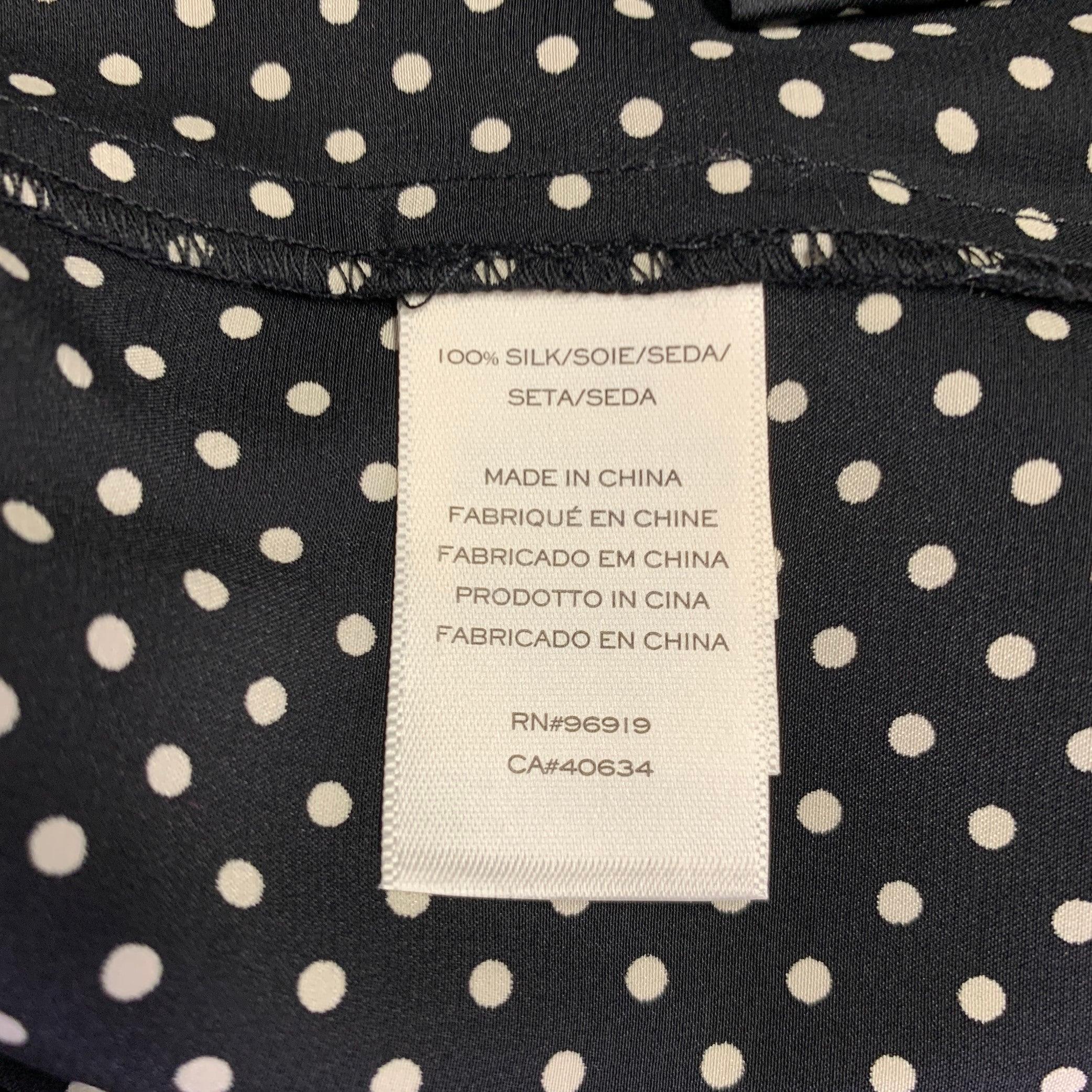 MARC JACOBS Primavera 2020 Taglia 6 Nero Bianco Seta Dot Dot Ruffle Blouse in vendita 2