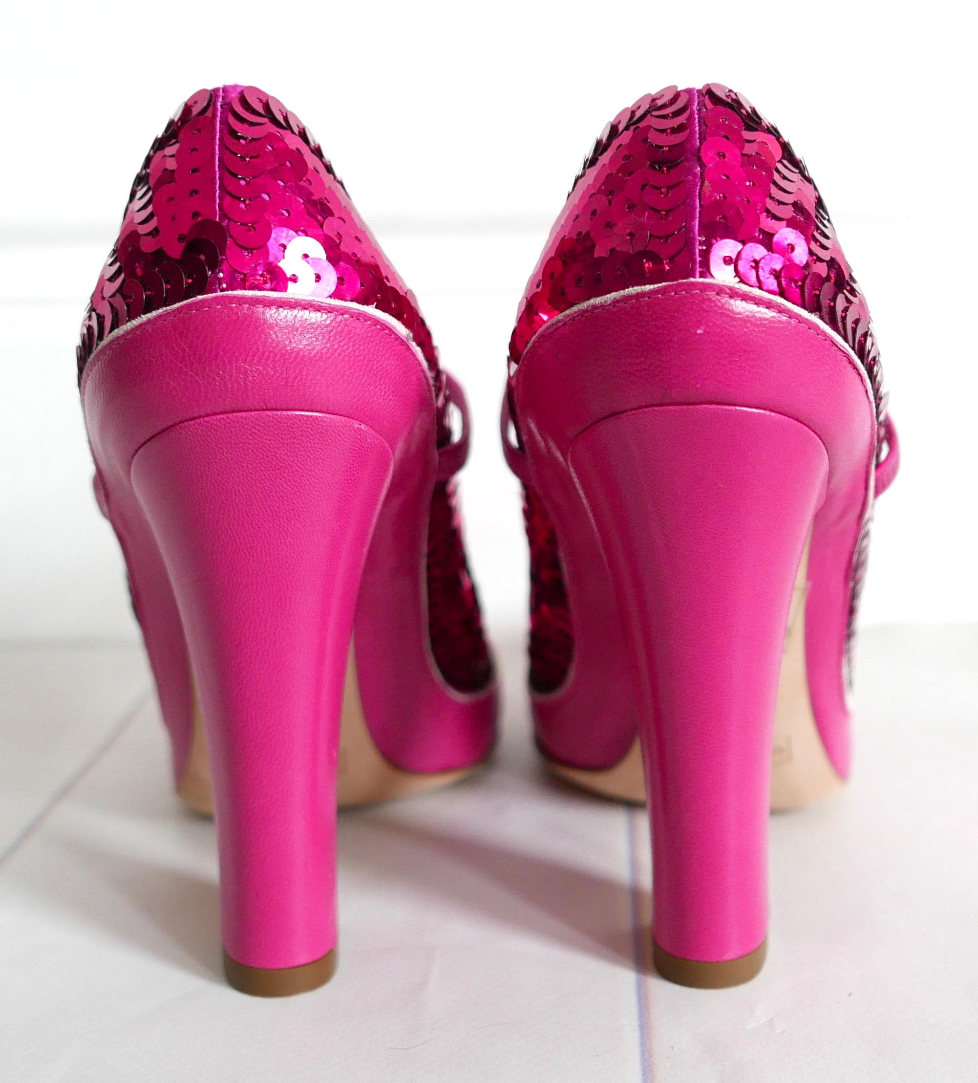 Women's Marc Jacobs SS05 Pink Sequin Mary Janes Pumps For Sale