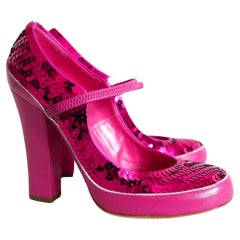 Marc Jacobs SS05 Pink Sequin Mary Janes Pumps