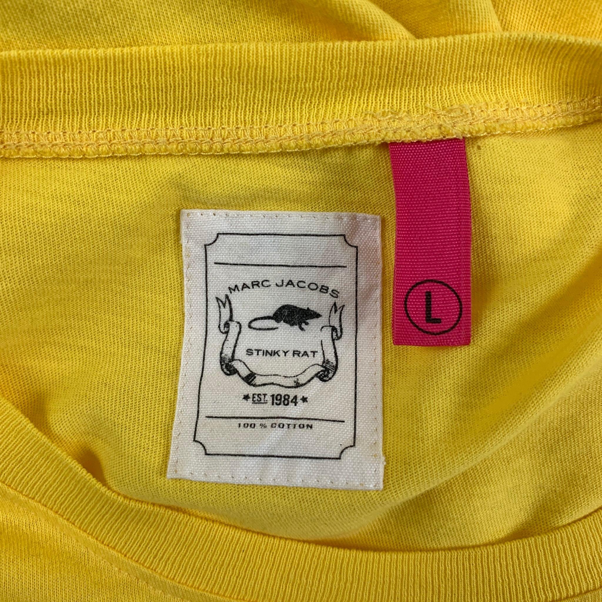 MARC JACOBS Stinky Rat Size L Yellow Cotton Long Sleeve T-shirt In Good Condition In San Francisco, CA