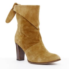 MARC JACOBS tan suede bow tie back slouchy western boots EU37.5