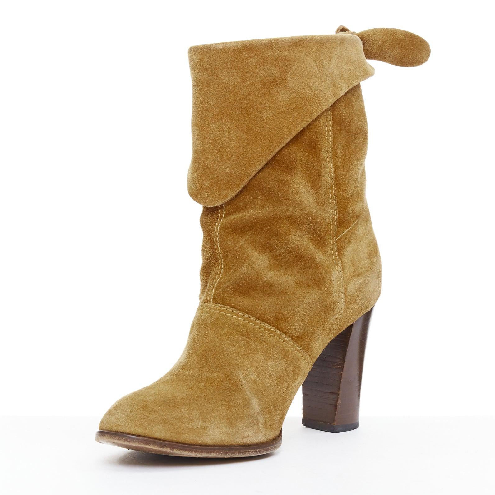 MARC JACOBS bottes western en daim fauve avec nœud à l'arrière EU37.5 Bon état - En vente à Hong Kong, NT