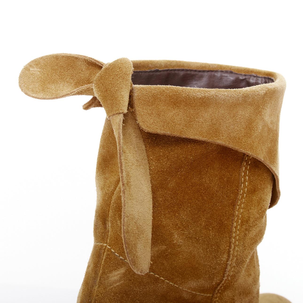 MARC JACOBS bottes western en daim fauve avec nœud à l'arrière EU37.5 en vente 3