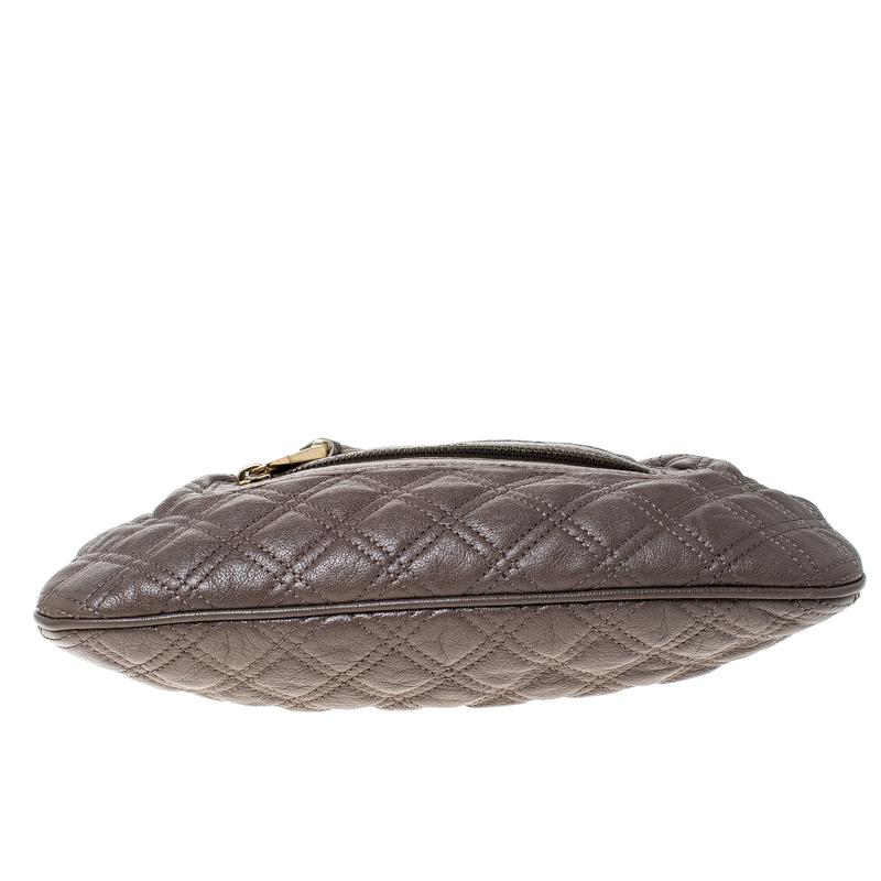 Women's Marc Jacobs Taupe Quilted Leather Little Stam Shoulder Bag
