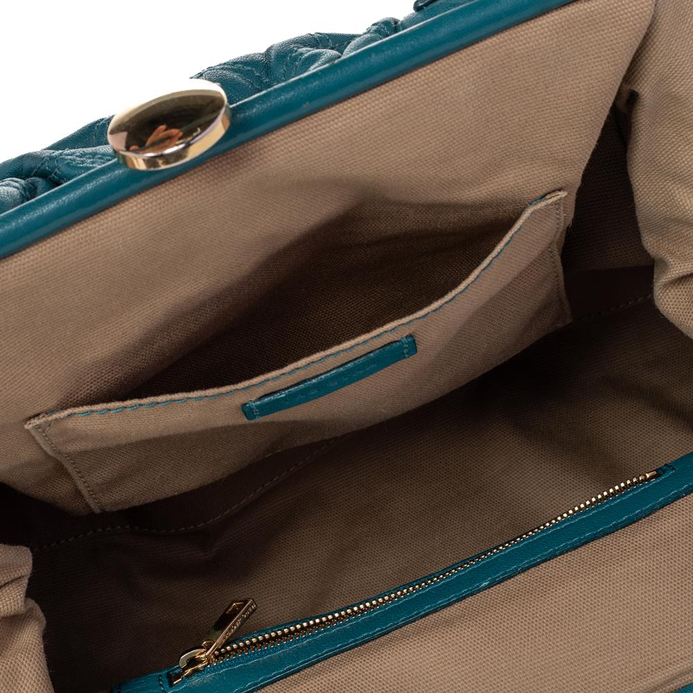 Marc Jacobs Teal Blau Gesteppte Leder Stam Satche 6