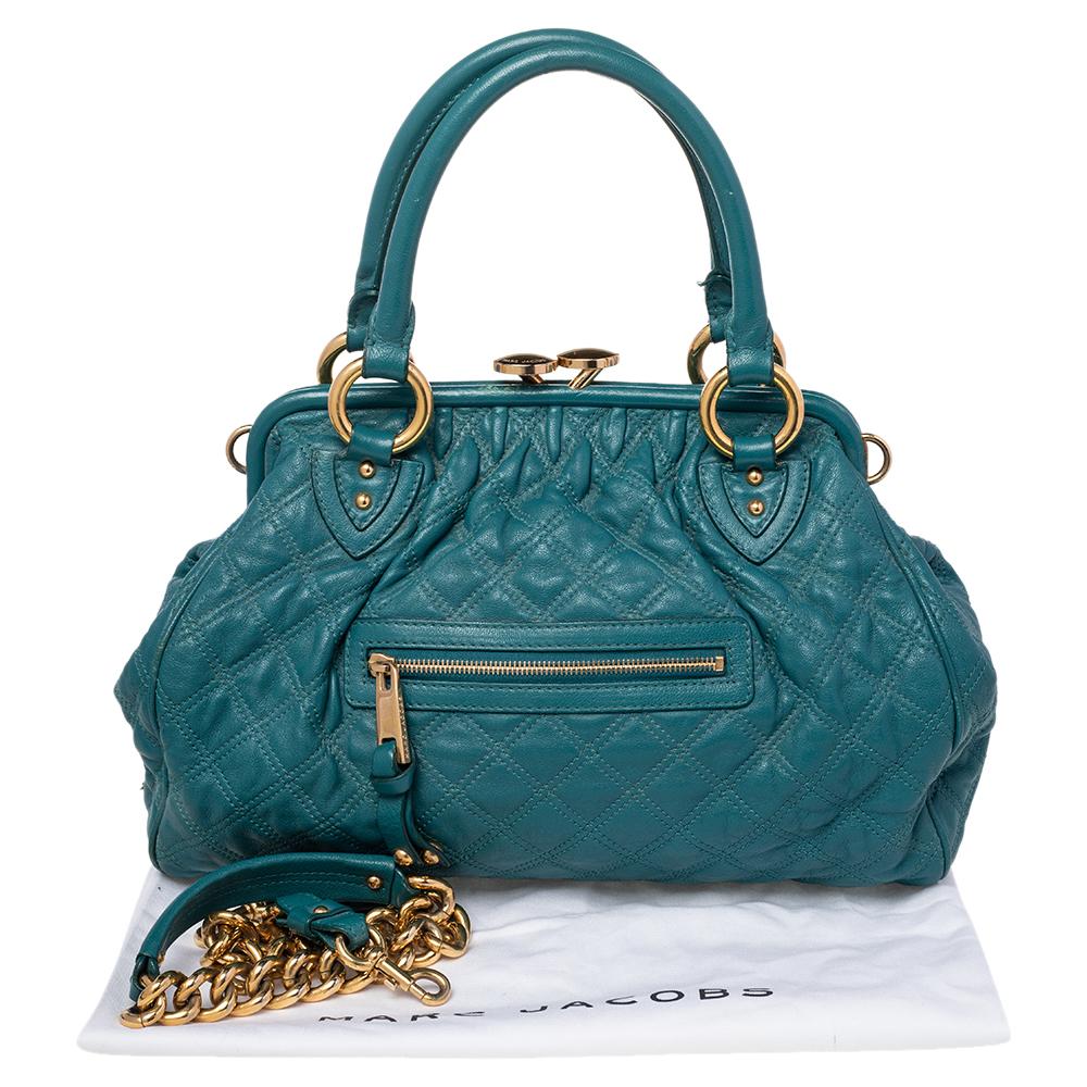 Marc Jacobs Teal Blue Quilted Leather Stam Satche 4