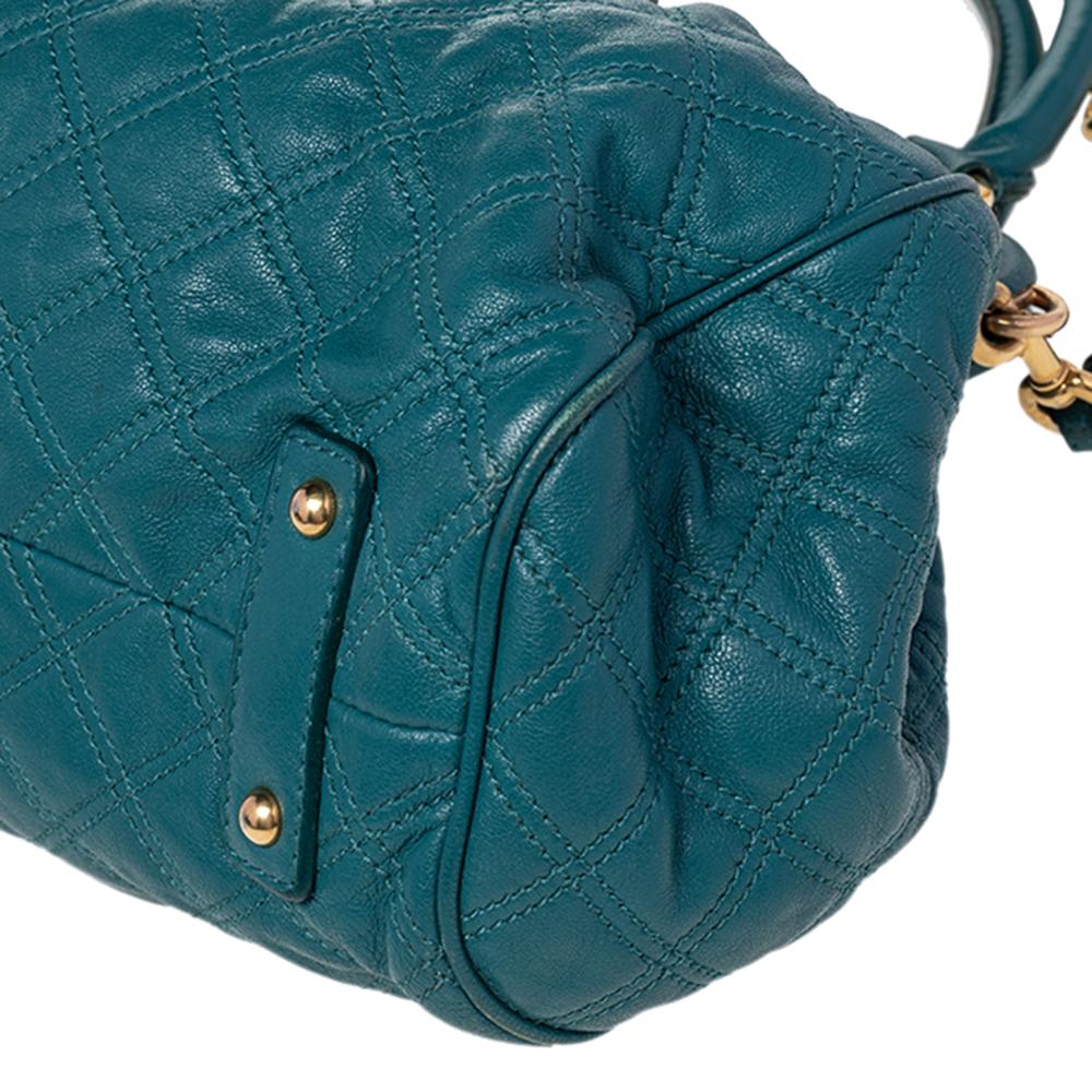 Women's Marc Jacobs Teal Blue Quilted Leather Stam Satche