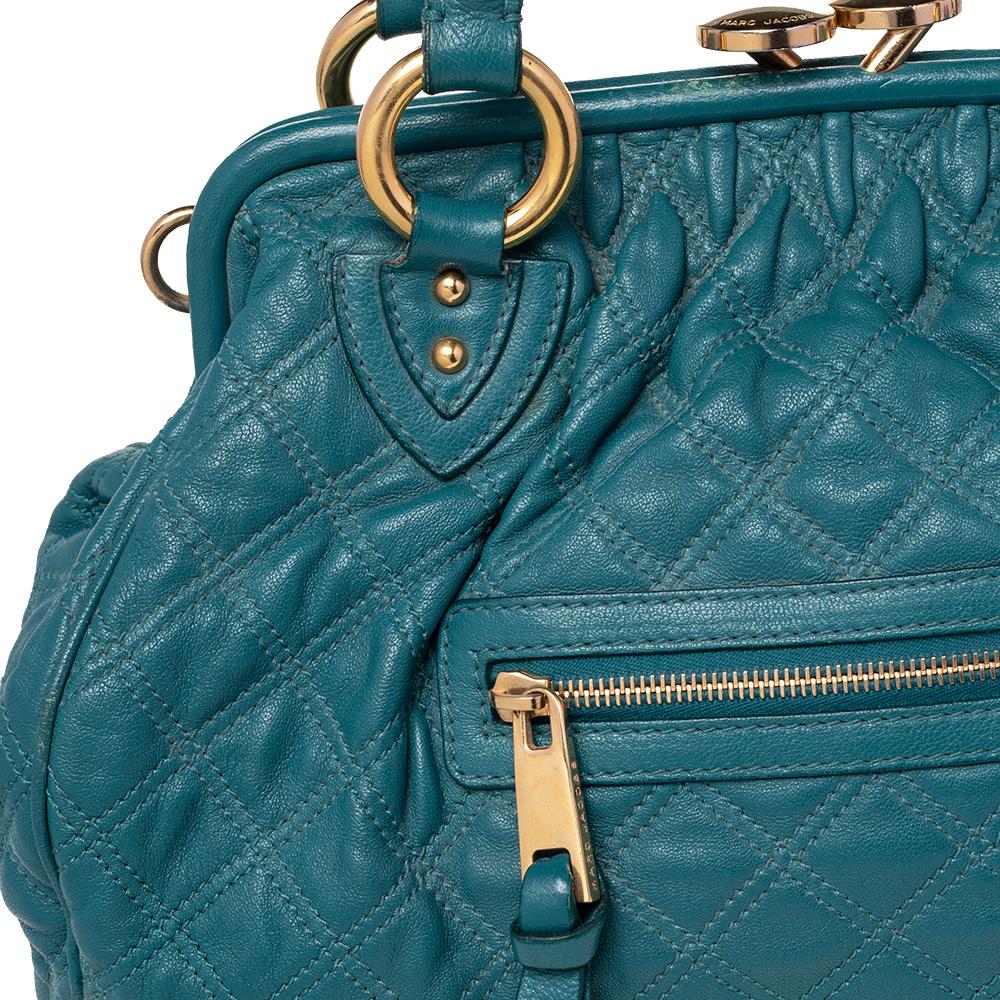 Marc Jacobs Teal Blau Gesteppte Leder Stam Satche 4