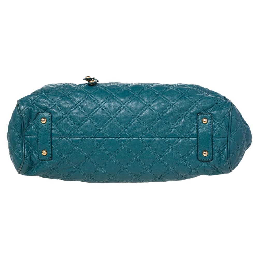 Marc Jacobs Teal Blue Quilted Leather Stam Satche 2