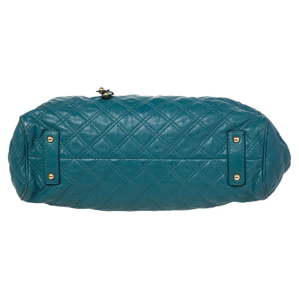 Marc Jacobs Teal Blau Gesteppte Leder Stam Satche 5