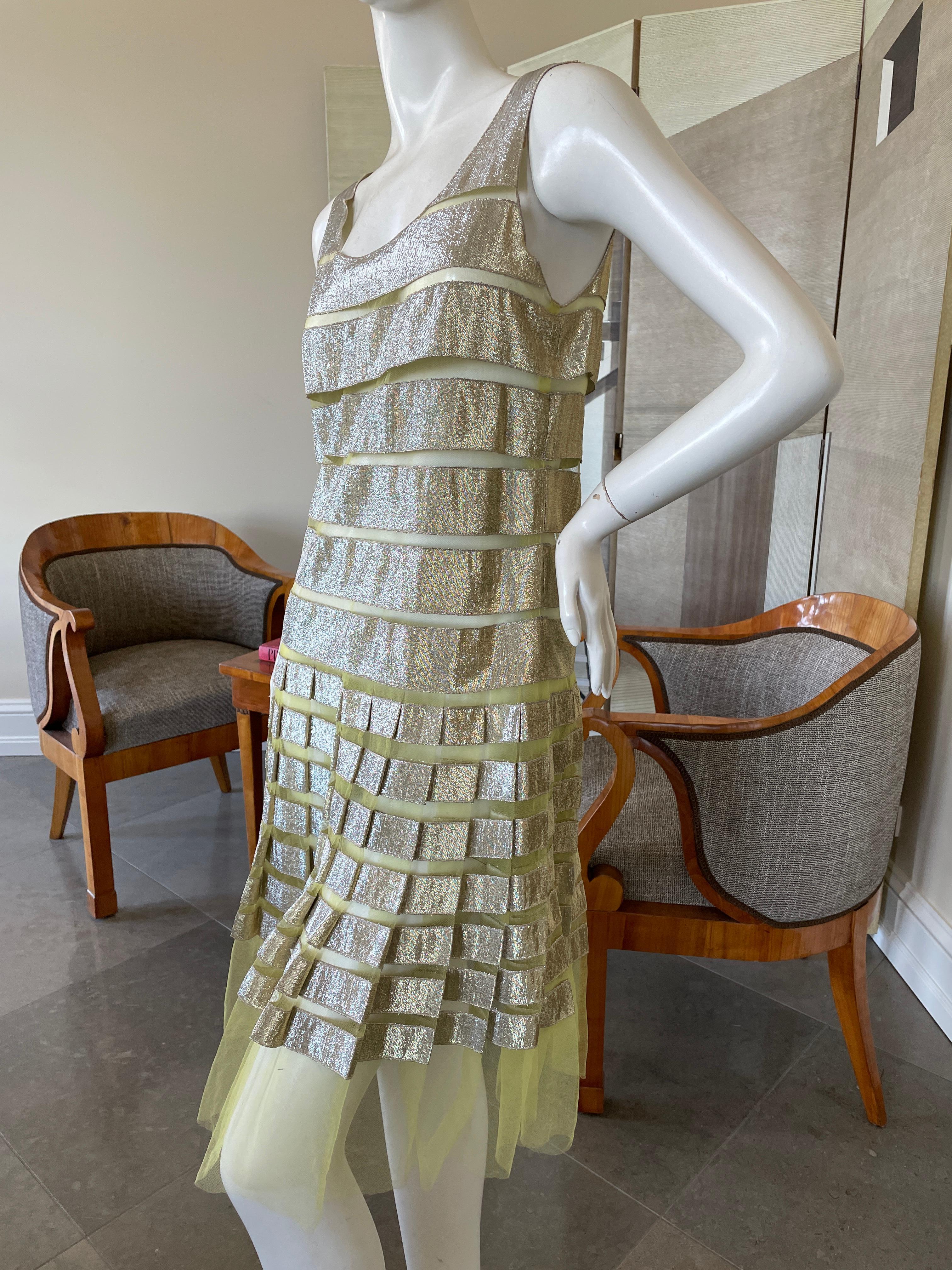 Gestuftes schimmerndes goldenes Flapper-Kleid von Marc Jacobs Damen im Angebot