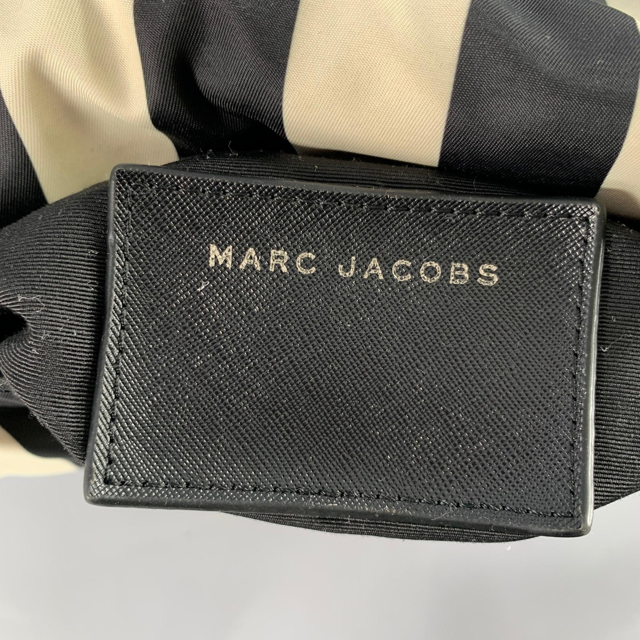 MARC JACOBS Trooper Nomad Black Cream Stripe Nylon Leather Cross Body Handbag 3