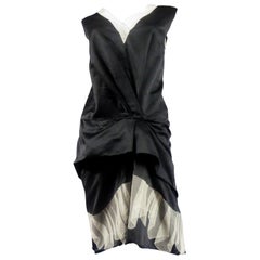 Marc Jacobs Vintage Black Satin Dress Circa 2000 with Tulle Pleats
