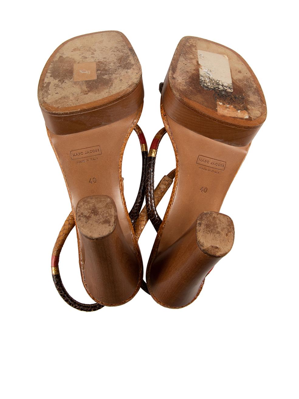 Women's Marc Jacobs Vintage Brown Snakeskin Sandals Size IT 40 For Sale