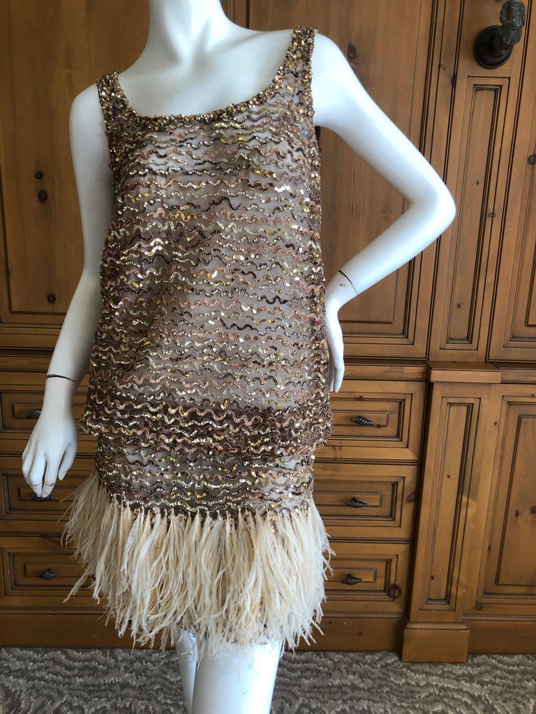 Marc Jacobs Vintage Sheer Embellished Flapper Style Evening Dress w Feather  Trim For Sale at 1stDibs | feather flapper dress, flapper dress with  feathers, vintage marc jacobs dress