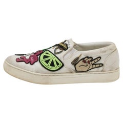 Marc Jacobs White Canvas Patches And Embellished Mercer Slip On Sneakers Size 38