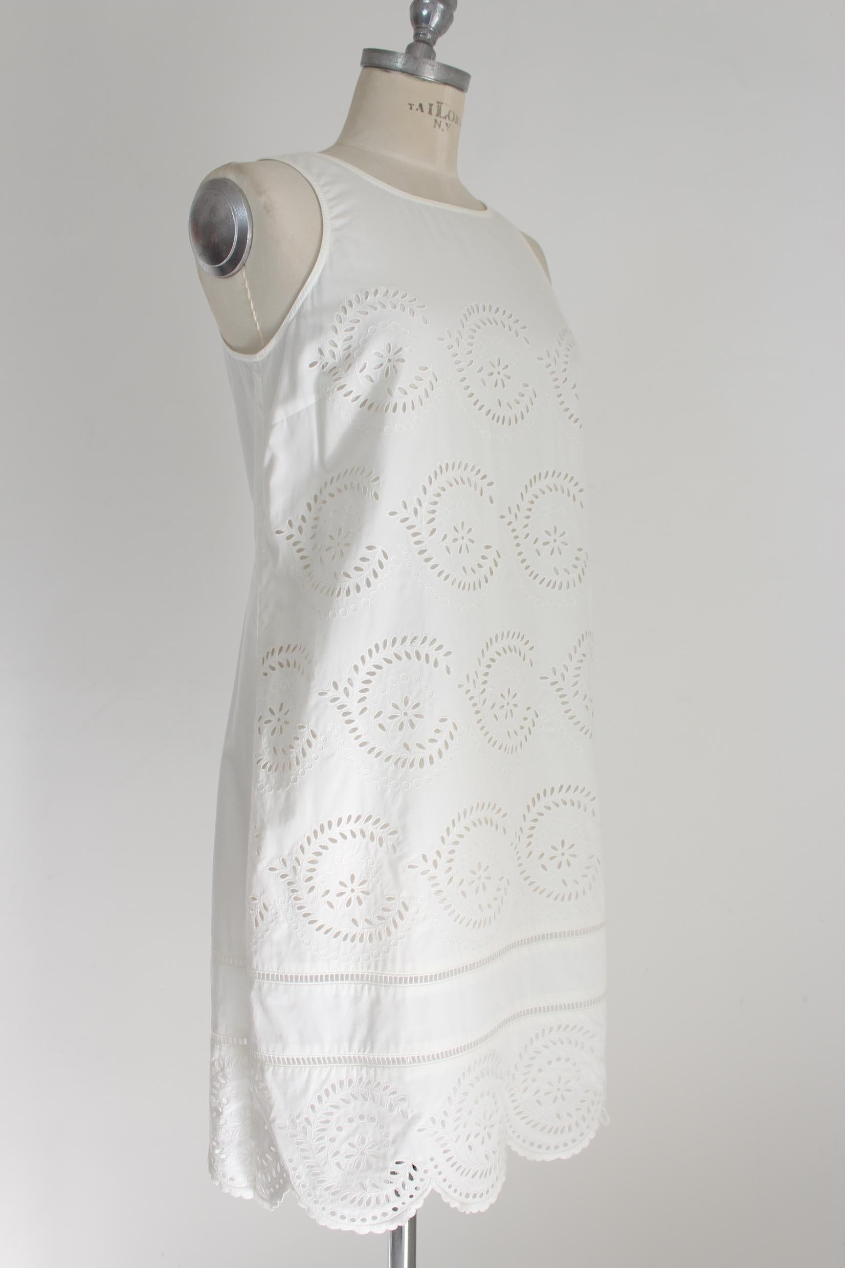 Marc Jacobs Weißes Baumwollspitze-Sommerkleid in Marshmallow A-Linie mit Blumenmuster  im Zustand „Hervorragend“ im Angebot in Brindisi, Bt