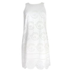 Marc Jacobs - Robe d'été trapèze marshmallow à fleurs en dentelle de coton blanc 