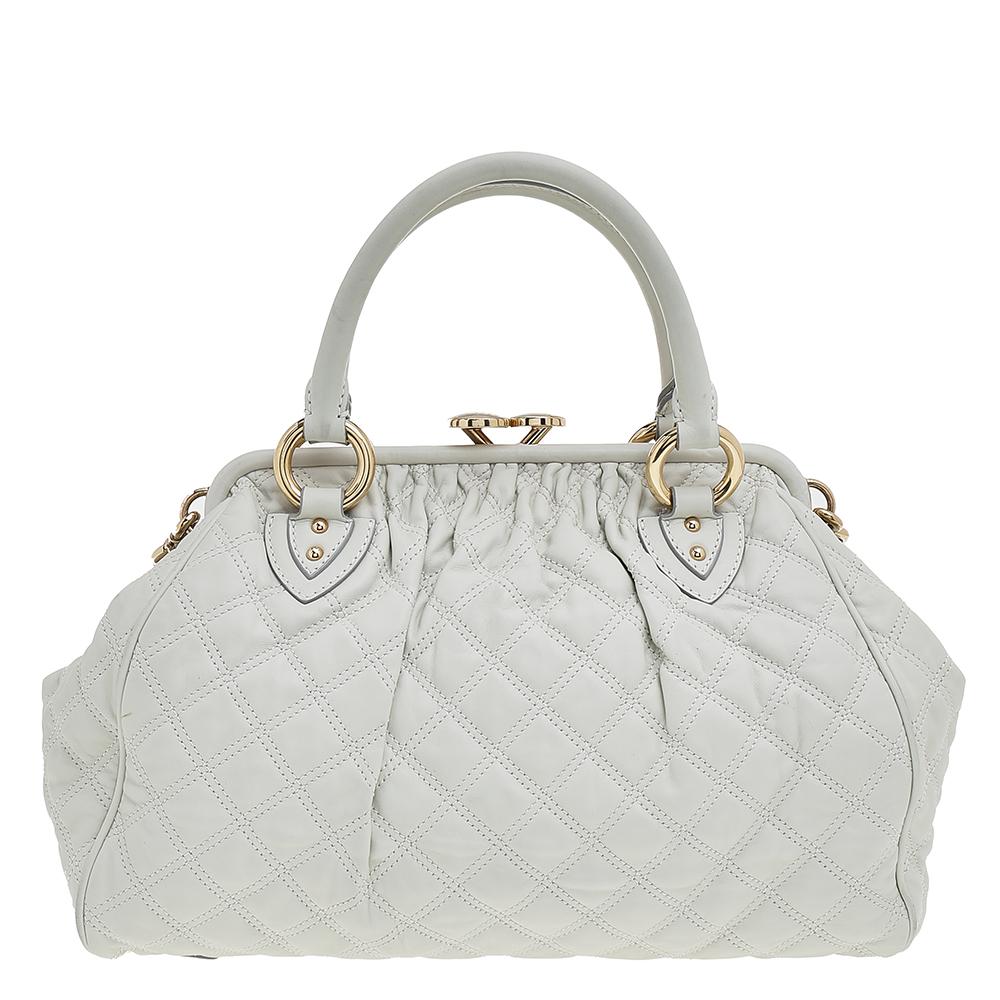 Women's Marc Jacobs White Quilted Leather Stam Satchel