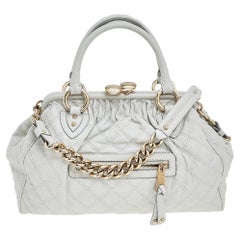 Marc Jacobs White Quilted Leather Stam Satchel