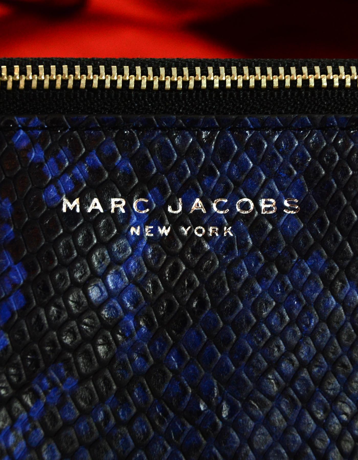 Marc Jacobs Wingman Embellished Blue/Black Python Print Leather Charm Tote  3