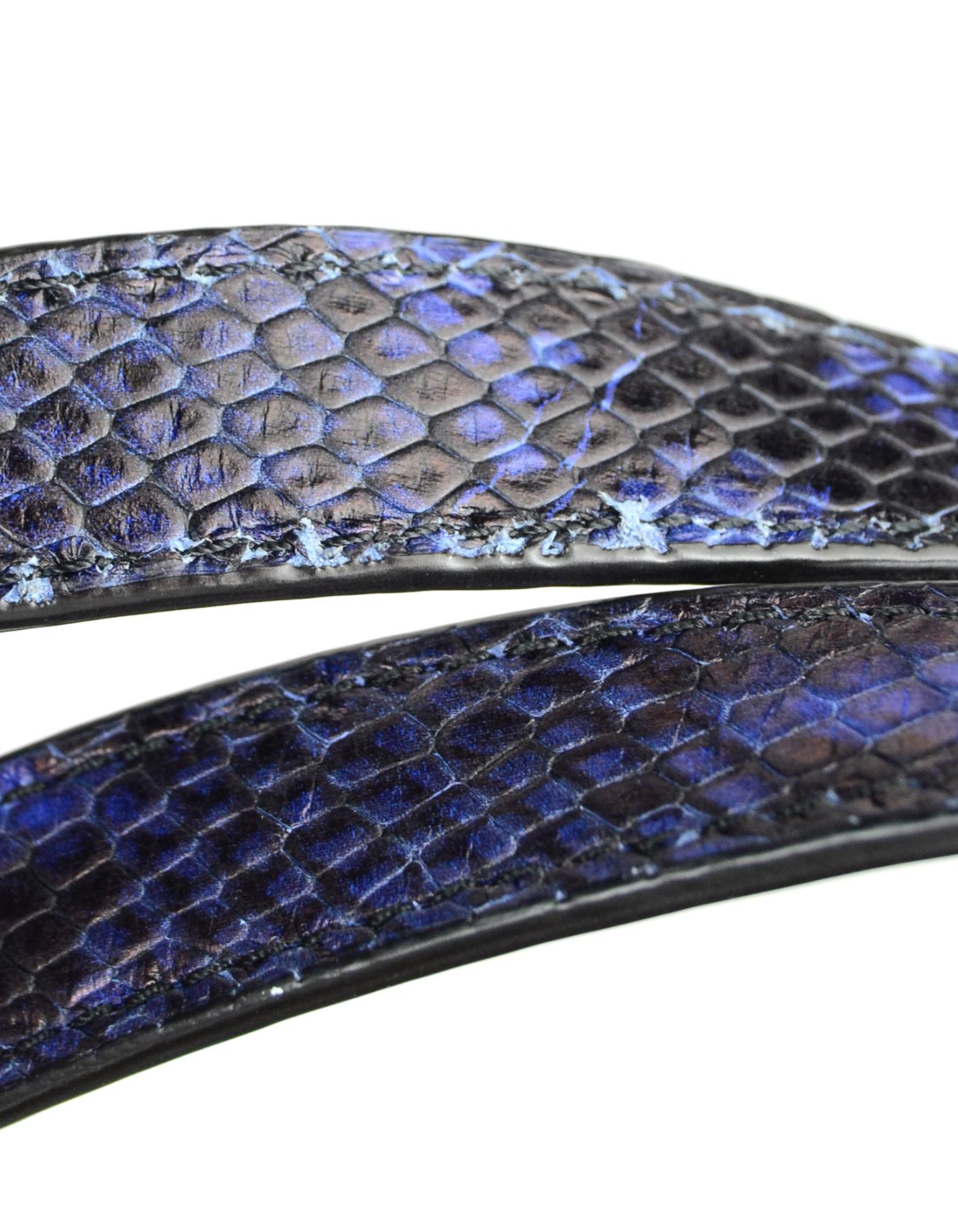 Women's Marc Jacobs Wingman Embellished Blue/Black Python Print Leather Charm Tote 
