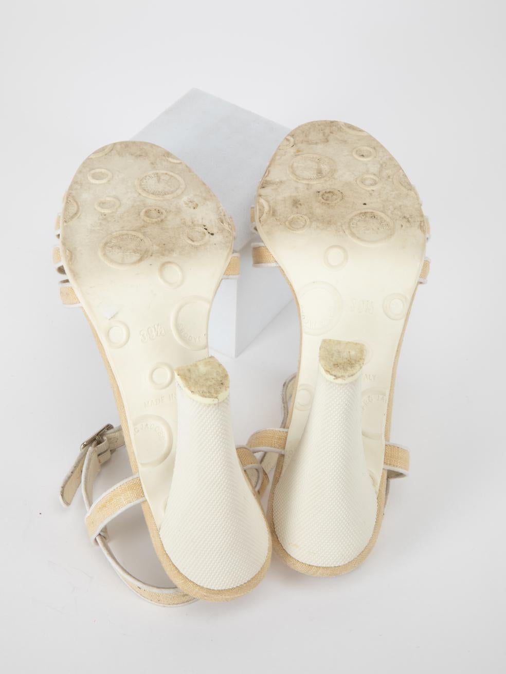 Marc Jacobs Women's Beige Linen Straps Heeled Sandals 1