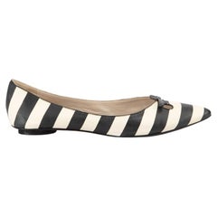 Marc Jacobs Women's Black & White Leather Striped Ballet Flats