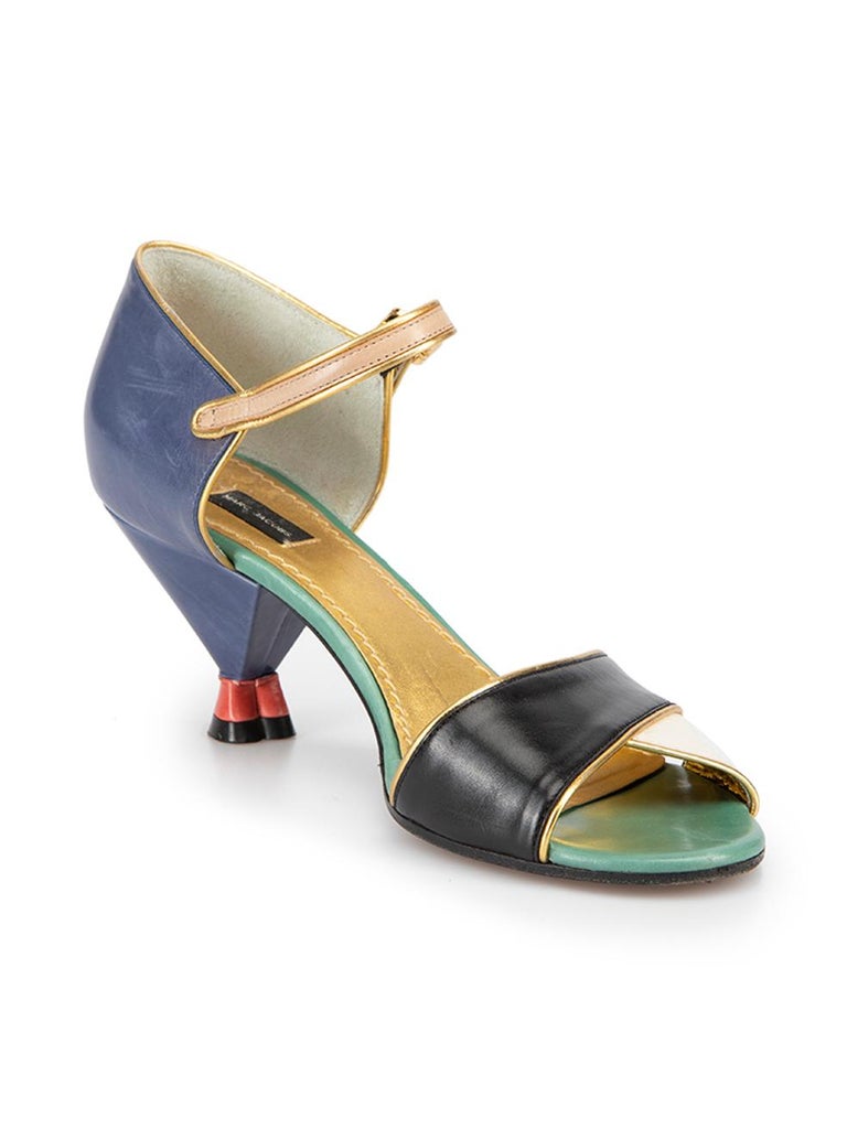 Marc Jacobs Women's Colourblock Leather Gold Accent Heels For Sale at
