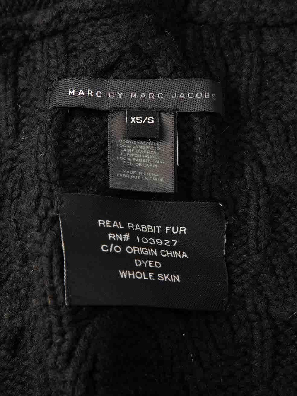 Marc Jacobs Women's Marc by Marc Jacobs Black Rabbit Fur Knitted Gilet 1