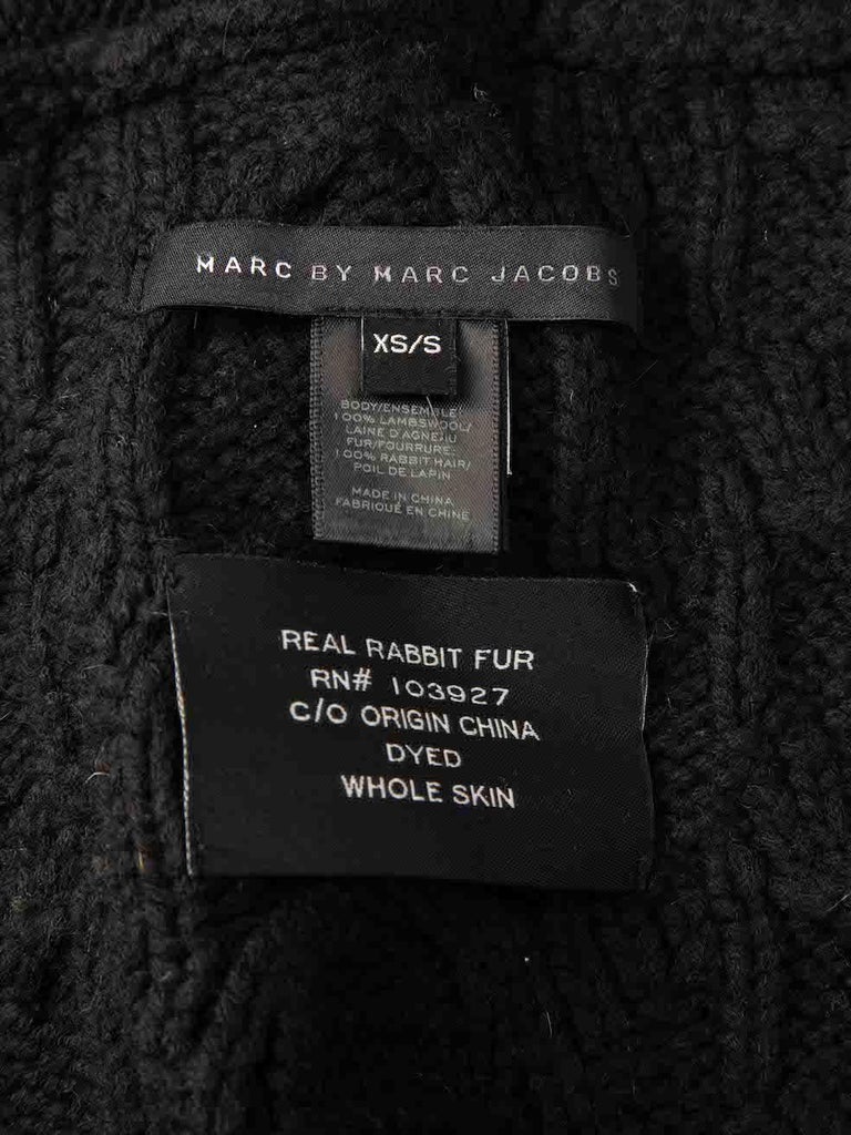 Marc Jacobs Women's Marc by Marc Jacobs Black Rabbit Fur Knitted Gilet