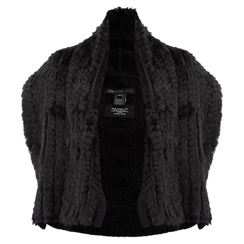Marc Jacobs Women's Marc by Marc Jacobs Black Rabbit Fur Knitted Gilet