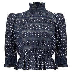 Marc Jacobs Women's Navy Polkadot Mock Neck Blouse