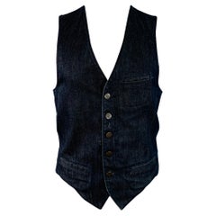 MARC JACOBS WRANGLER Size L Indigo Cotton Denim Button Up Vest