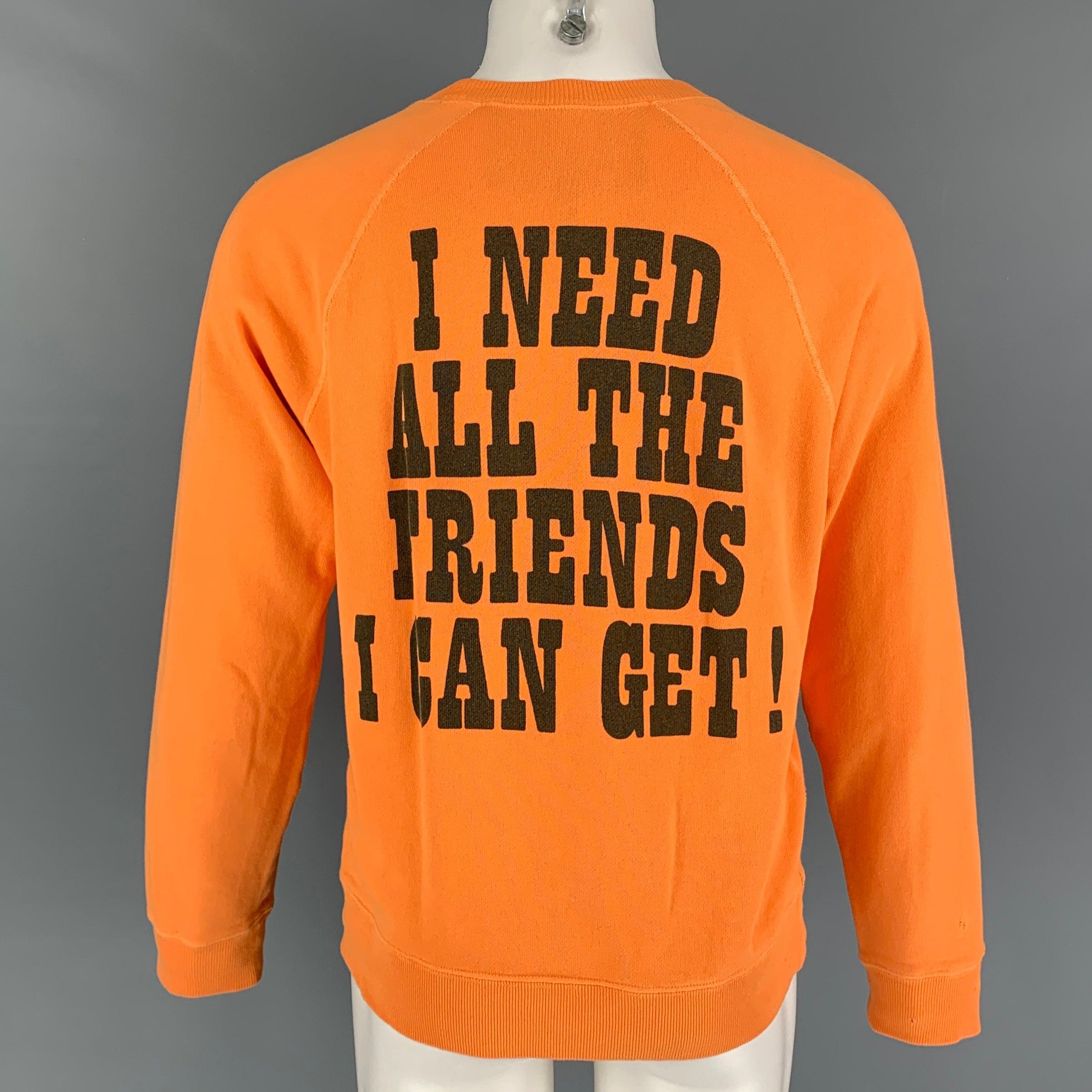 MARC JACOBS x PEANUTS sweatshirt comes n a orange & black cotton featuring a front Charlie Brown graphic, loose fit, distressed details, and a crew-neck.
Excellent
Pre-Owned Condition. 

Marked:   XS 

Measurements: 
 
Shoulder: 16 inches Chest: 40