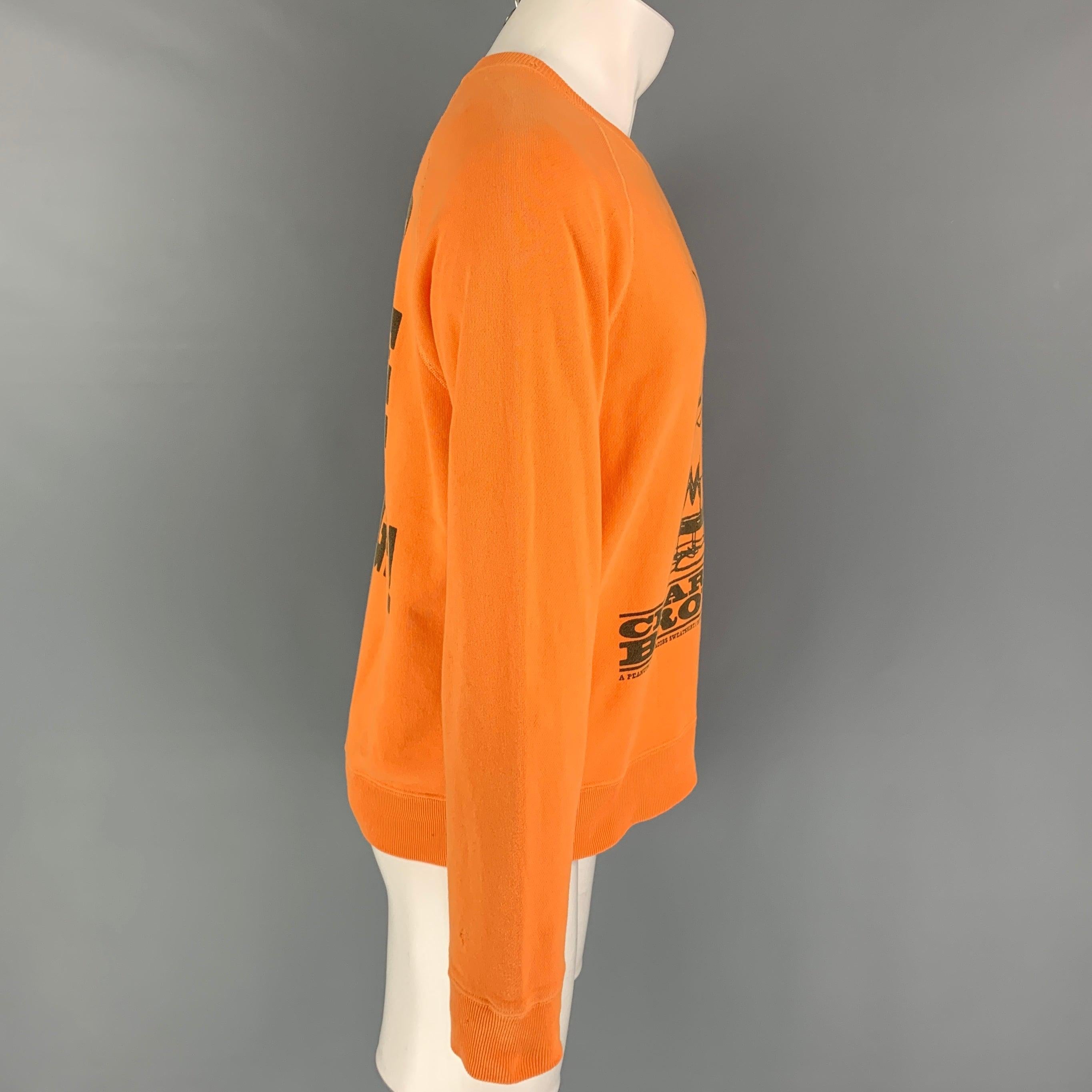 MARC JACOBS x PEANUTS Size XS Orange Black Graphic Cotton Crew-Neck Sweatshirt In Good Condition For Sale In San Francisco, CA