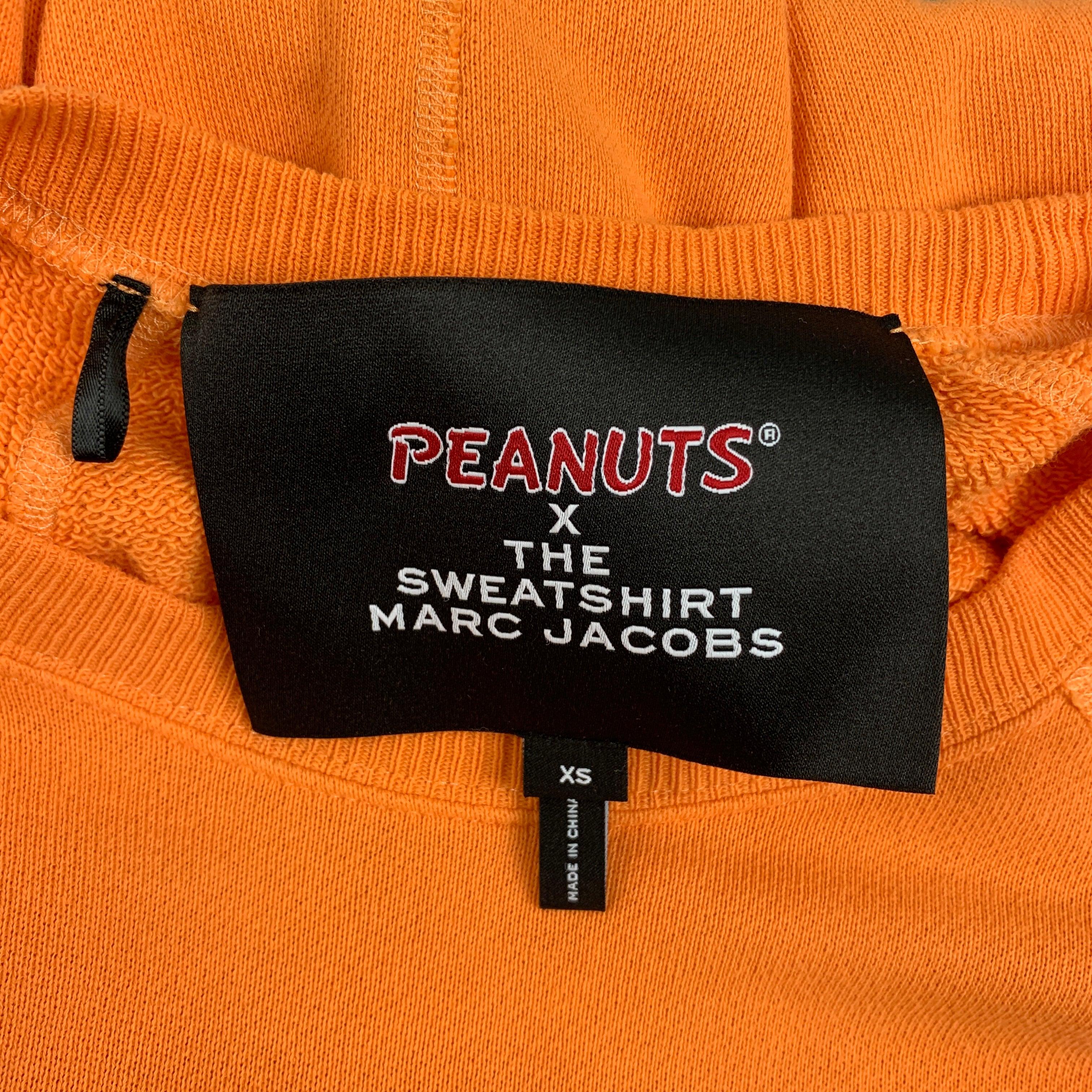 MARC JACOBS x PEANUTS Size XS Orange Black Graphic Cotton Crew-Neck Sweatshirt For Sale 1