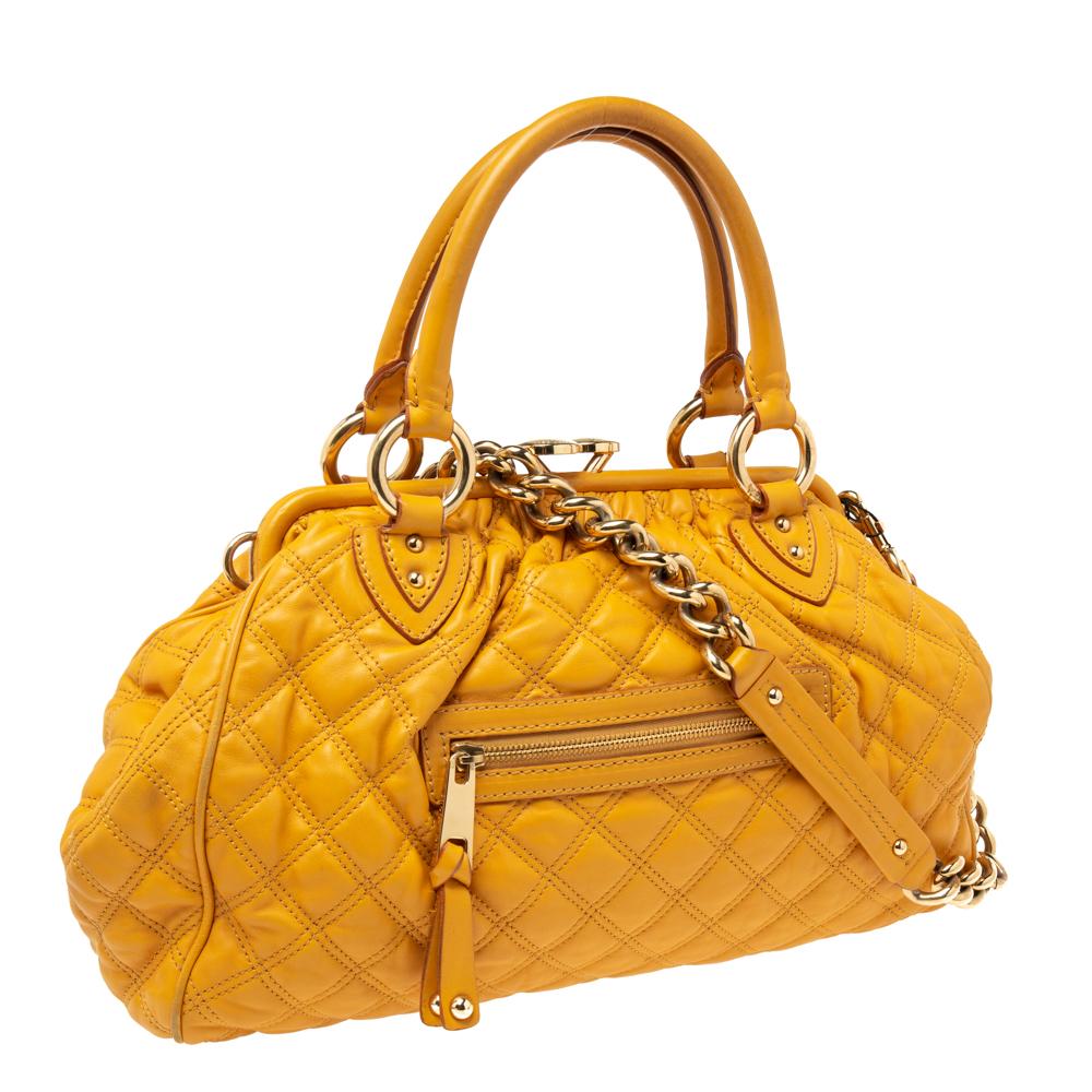 Marc Jacobs Yellow Quilted Leather Stam Satchel 4