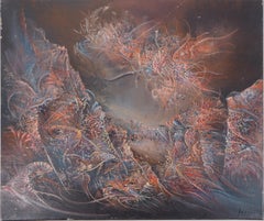 Paesaggio surrealista - Olio originale su tela, firmato a mano