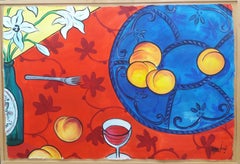 Marc Jesus 40 Red  Blue  Table original expressionist acrylic paper painting