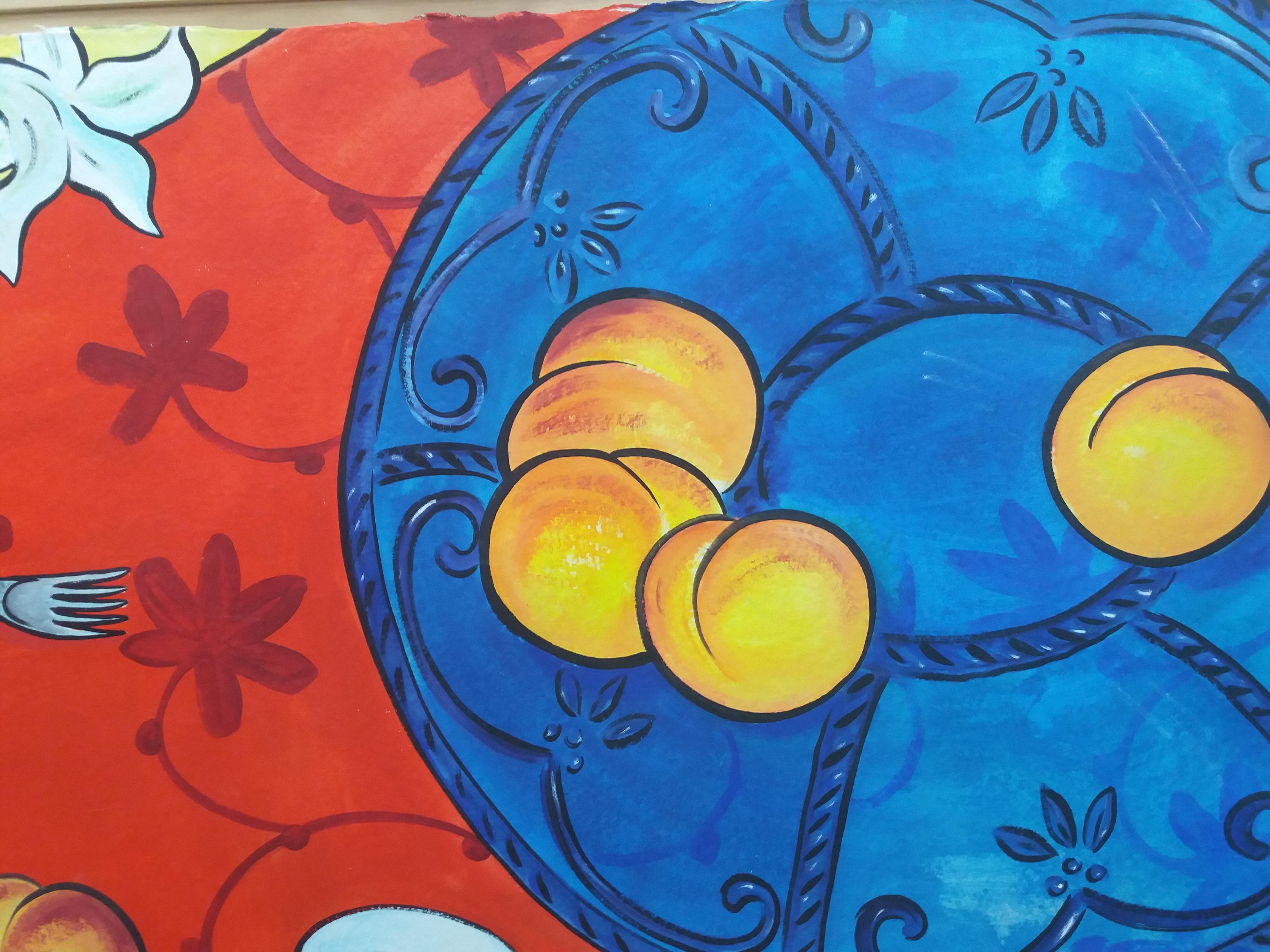 Marc Jesus 7 Rot  Blau  Original expressionistisches Acryl-Papier-Gemälde, Tisch im Angebot 3