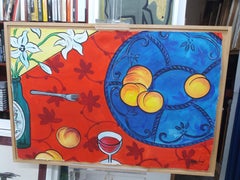Marc Jesus 7.4.2 Red Blue Table original expressionist acrylic paper painting