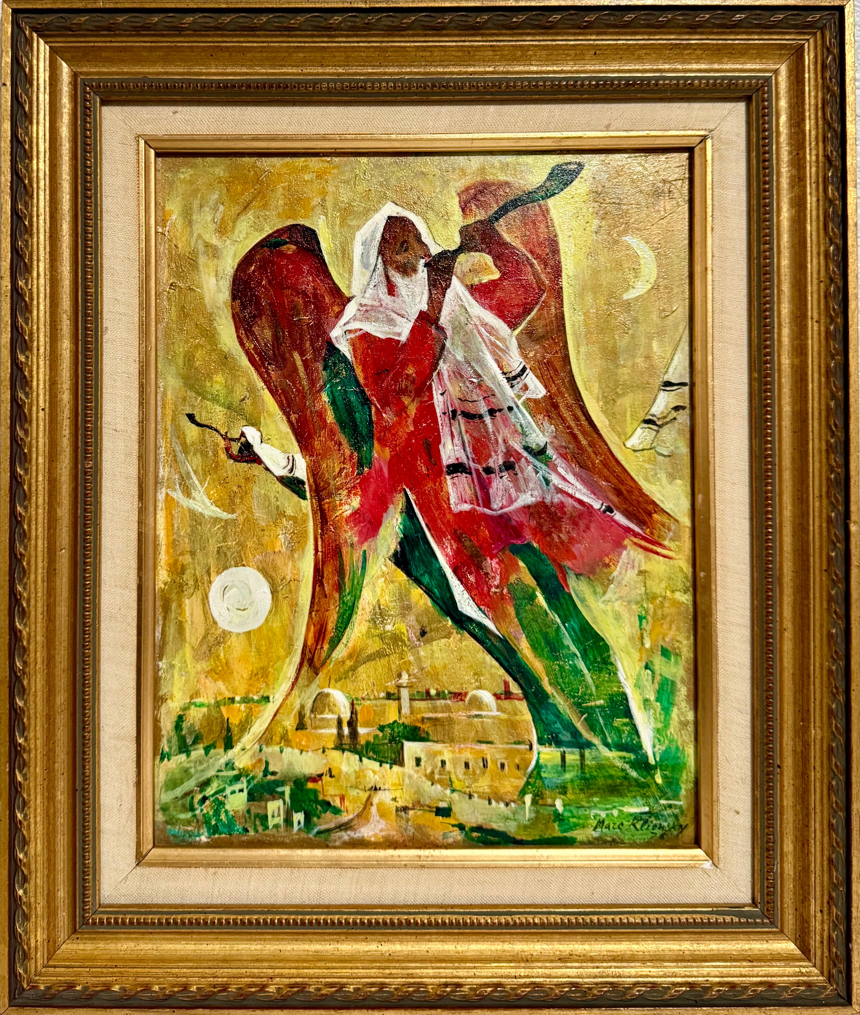 
Marc Khonsky (Russe américain, 1927-2017)
Sans titre (Prophète ailé jouant de la musique)
1978
Huile sur carton
Signé à la main et daté en bas à droite
Dimensions : planche : 14 "h x 11 "w, total (avec cadre) : 19.5 "h x 16.5 "w

Elle représente un