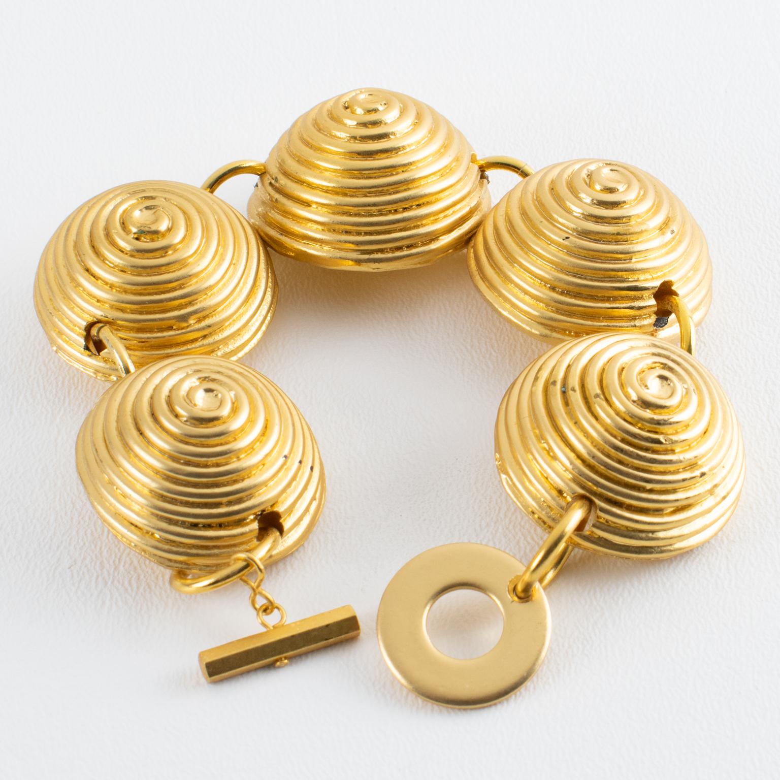 Modern Marc Labat Gilded Metal Coated Resin Link Bracelet For Sale
