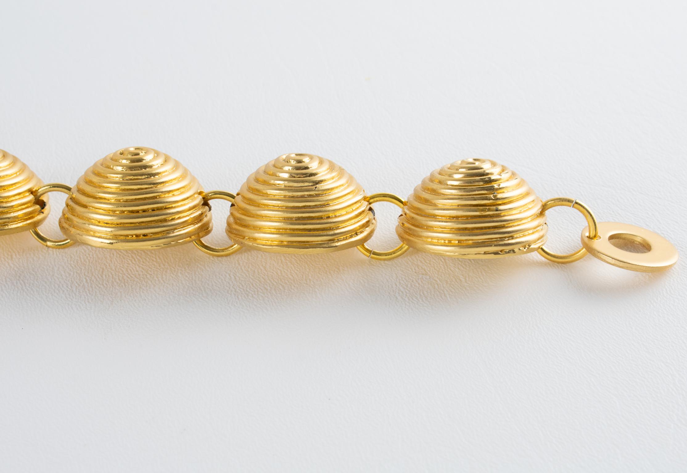 Marc Labat Gilded Metal Coated Resin Link Bracelet In Good Condition For Sale In Atlanta, GA