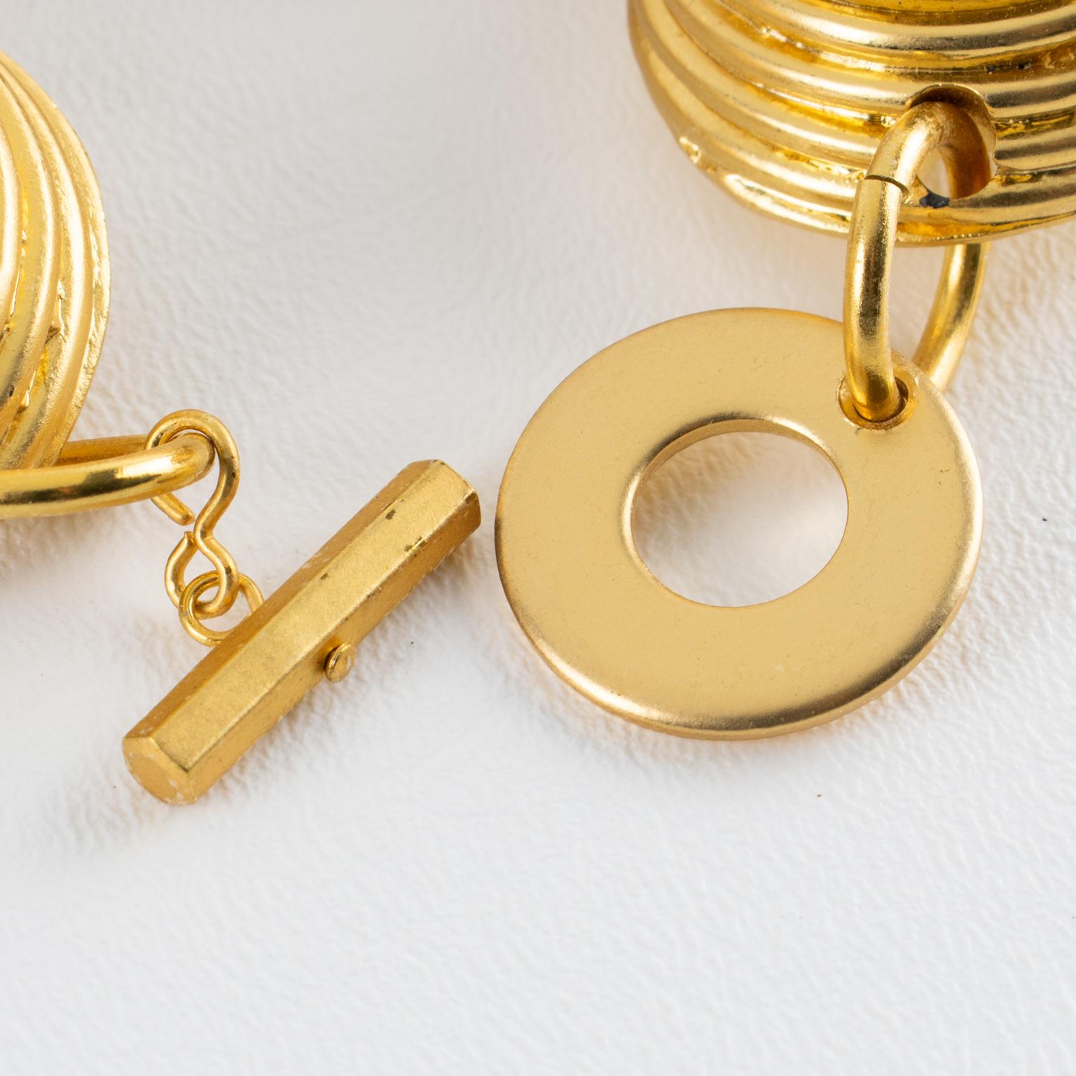 Marc Labat Gilded Metal Coated Resin Link Bracelet For Sale 1