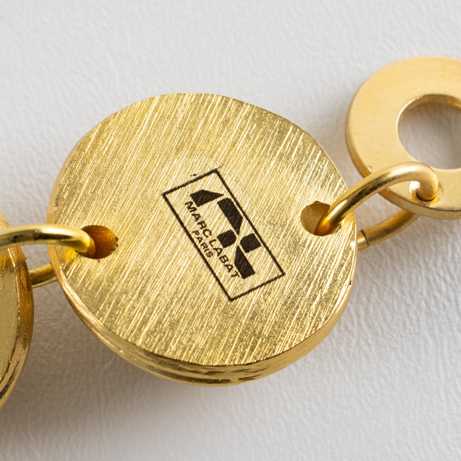 Marc Labat Gilded Metal Coated Resin Link Bracelet For Sale 3