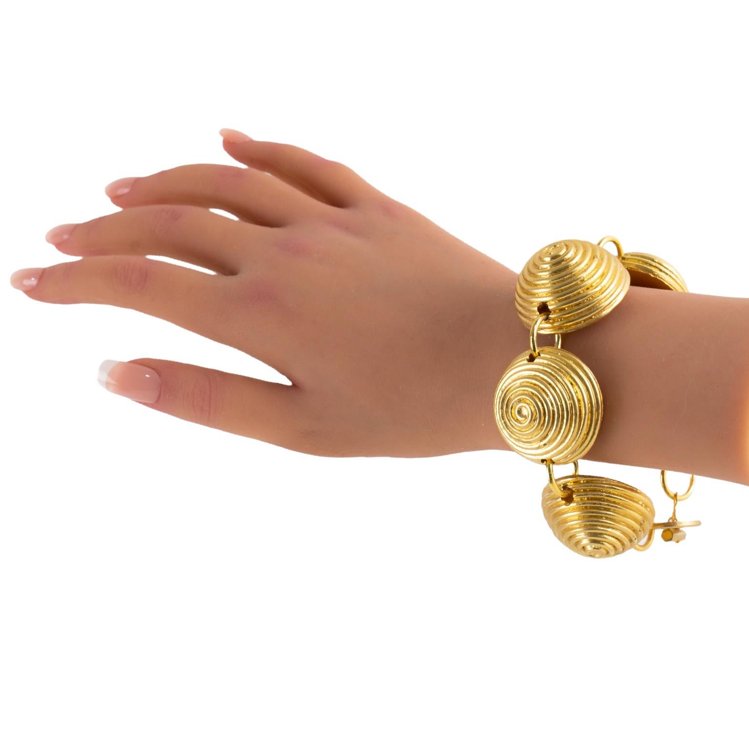 Marc Labat Gilded Metal Coated Resin Link Bracelet For Sale 4